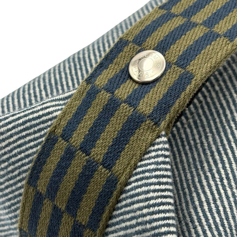 【美品】 Hermes エルメス BRIDE A BRAC PM ブリッドアブラックPM ハンドバッグ カーキ/ブルー コットンキャンバス 中古 USED バッグ