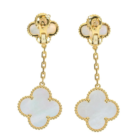 【中古】Van Cleef＆Arpels ヴァンクリーフ＆アーペル K18YG MAGIC ALHAMBRAマジックアルハンブラ 2MOTIFS EARRINGS ピアス 14.9g