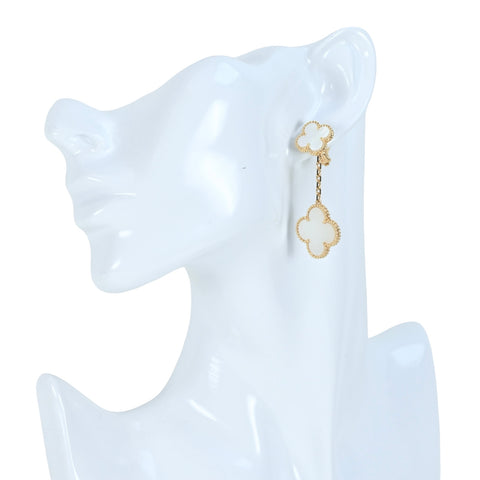 【中古】Van Cleef＆Arpels ヴァンクリーフ＆アーペル K18YG MAGIC ALHAMBRAマジックアルハンブラ 2MOTIFS EARRINGS ピアス 14.9g