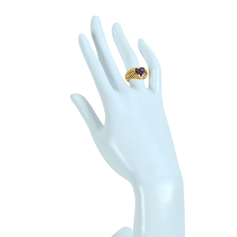 【中古】BVLGARI ブルガリ K18YG DOPPIO BACHELORETTEドッピオバチェラート アメジスト ピンクトルマリンリング 9.7g #11.5