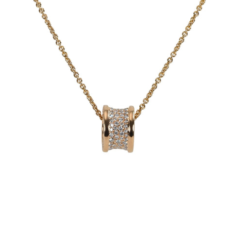 【中古】BVLGAR ブルガリ K18PG B-ZERO1 PAVE DIAMOND NECKLACE ビーゼロワン パヴェダイヤモンド ネックレス14.7g