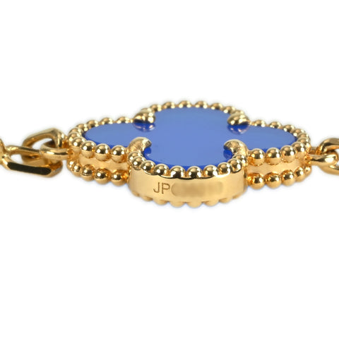 【美品】Van Cleef＆Arpels ヴァンクリーフ＆アーペル K18PG VINTAGE ALHAMBRA BRACELT ヴィンテージアルハンブラ ブルーアゲート ブレスレット11.7g