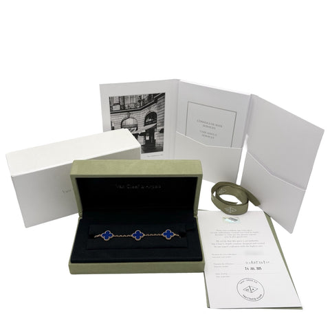 【美品】Van Cleef＆Arpels ヴァンクリーフ＆アーペル K18PG VINTAGE ALHAMBRA BRACELT ヴィンテージアルハンブラ ブルーアゲート ブレスレット11.7g