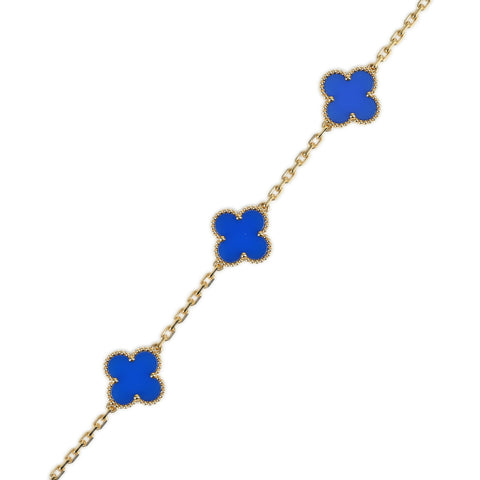 【美品】Van Cleef＆Arpels ヴァンクリーフ＆アーペル K18PG VINTAGE ALHAMBRA BRACELT ヴィンテージアルハンブラ ブルーアゲート ブレスレット11.7g