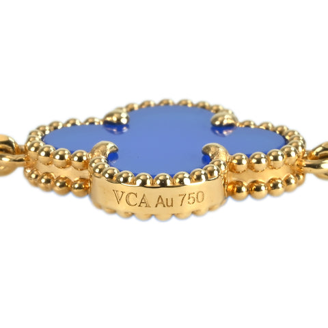 【美品】Van Cleef＆Arpels ヴァンクリーフ＆アーペル K18PG VINTAGE ALHAMBRA BRACELT ヴィンテージアルハンブラ ブルーアゲート ブレスレット11.7g