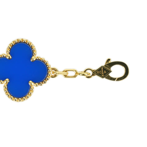 【美品】Van Cleef＆Arpels ヴァンクリーフ＆アーペル K18PG VINTAGE ALHAMBRA BRACELT ヴィンテージアルハンブラ ブルーアゲート ブレスレット11.7g