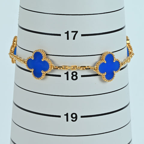 【美品】Van Cleef＆Arpels ヴァンクリーフ＆アーペル K18PG VINTAGE ALHAMBRA BRACELT ヴィンテージアルハンブラ ブルーアゲート ブレスレット11.7g