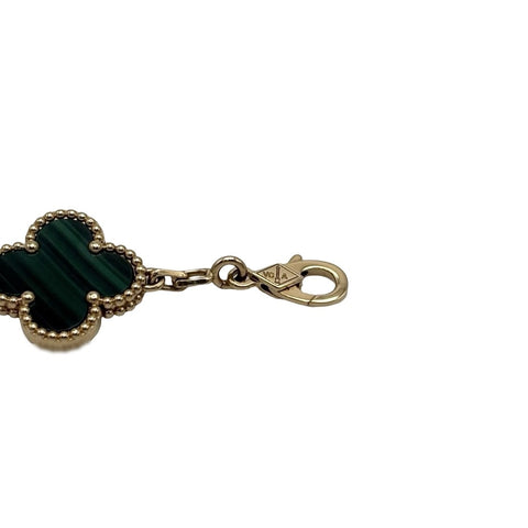 【中古】Van Cleef＆Arpels ヴァンクリーフ＆アーペル K18YG VINTAGE ALHAMBRA  BRACELET ヴィンテージ アルハンブラ イエローゴールド， マラカイト ブレスレット、5モチーフ