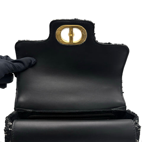 【美品】 Christian Dior クリスチャン ディオール JOLLY MINI ジョリー トップハンドルバッグ スモール ショルダーバッグ ブラック ツイード 美品 USED バッグ