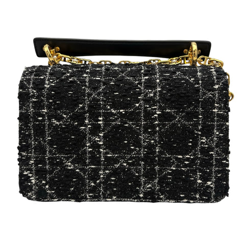 【美品】 Christian Dior クリスチャン ディオール JOLLY MINI ジョリー トップハンドルバッグ スモール ショルダーバッグ ブラック ツイード 美品 USED バッグ