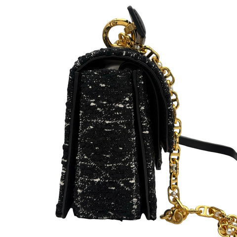 【美品】 Christian Dior クリスチャン ディオール JOLLY MINI ジョリー トップハンドルバッグ スモール ショルダーバッグ ブラック ツイード 美品 USED バッグ