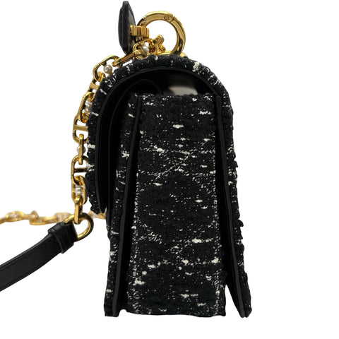 【美品】 Christian Dior クリスチャン ディオール JOLLY MINI ジョリー トップハンドルバッグ スモール ショルダーバッグ ブラック ツイード 美品 USED バッグ