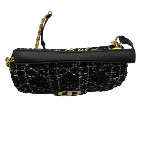 【美品】 Christian Dior クリスチャン ディオール JOLLY MINI ジョリー トップハンドルバッグ スモール ショルダーバッグ ブラック ツイード 美品 USED バッグ