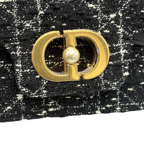 【美品】 Christian Dior クリスチャン ディオール JOLLY MINI ジョリー トップハンドルバッグ スモール ショルダーバッグ ブラック ツイード 美品 USED バッグ