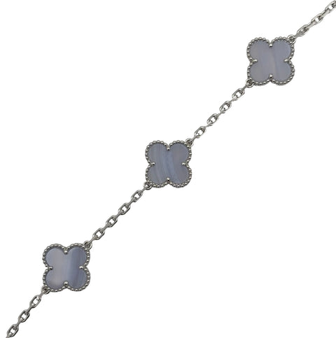 【未使用品】Van Cleef＆Arpels ヴァンクリーフ＆アーペル K18WG VINTAGE ALHAMBRA BRACELET ヴィンテージ アルハンブラ ブレスレット、5モチーフ カルセドニー