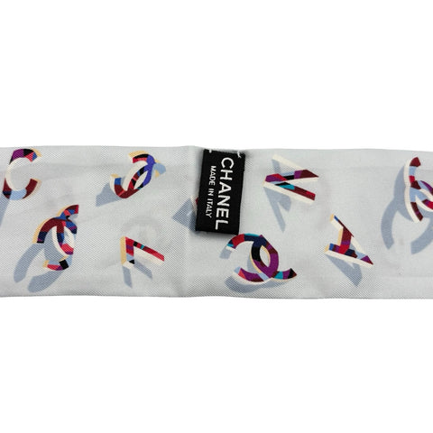 【中古】CHANEL シャネル TWILLY ツイリー スカーフ 水色系 シルク 中古