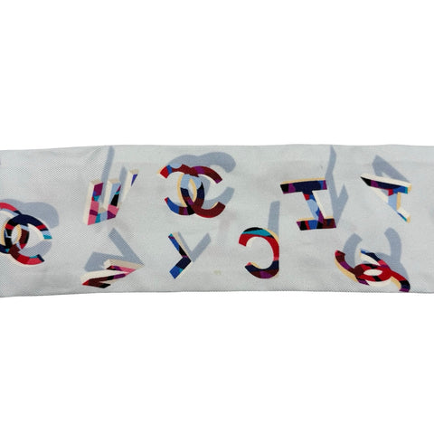 【中古】CHANEL シャネル TWILLY ツイリー スカーフ 水色系 シルク 中古