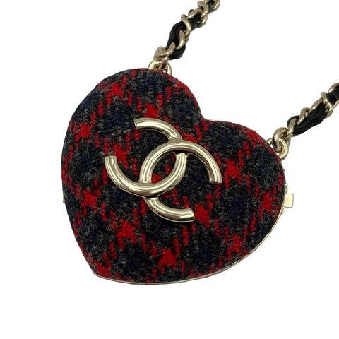 【美品】 CHANEL シャネル MINI SHOULDER POUCH ミニショルダーポーチ 小物 ショルダーバッグ マルチカラー ツイード ハート 美品 MULTI COLOR TWEED