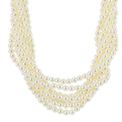 【中古】 MIKIMOTO ミキモト  K14WG PEARL NECKLACE 8連パールネックレス P2.4-3.1mm P6.0mm 52.69g USED
