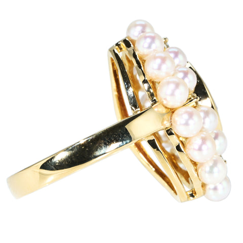 【中古】TASAKI タサキ K18YG ピンクトルマリン・アコヤ パールリング D0.08ct 9.3g #11 ONE PRICE