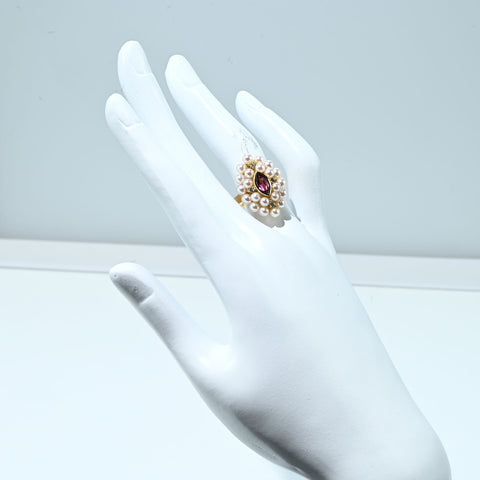 【中古】TASAKI タサキ K18YG ピンクトルマリン・アコヤ パールリング D0.08ct 9.3g #11 ONE PRICE