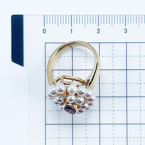 【中古】TASAKI タサキ K18YG ピンクトルマリン・アコヤ パールリング D0.08ct 9.3g #11 ONE PRICE