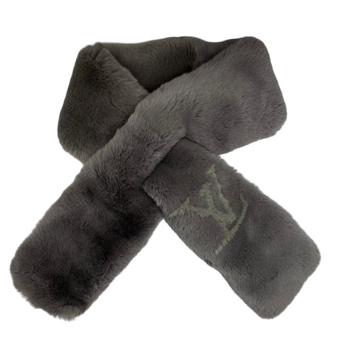【中古】LOUIS VUITTON ルイ・ヴィトン MUFFLER マフラー マフラ グレー 100％ラビット 中古