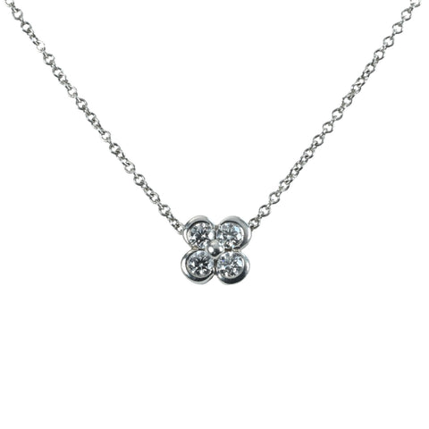 【中古】T＆Co ティファニー PT950 ベゼルセット 4Pダイヤ Necklace ネックレス 3.4g