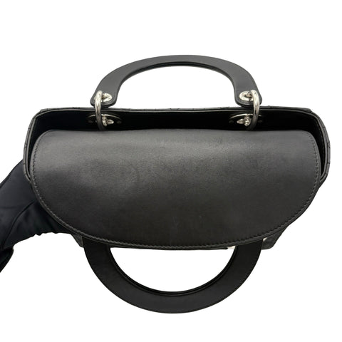 【中古】Christian Dior クリスチャン ディオール LADY DIOR MEDIUM BAG レディディオール ミディアム ハンドバッグ 14-BO-1210(2020年) ブラック ラムスキン 中古 USED バッグ