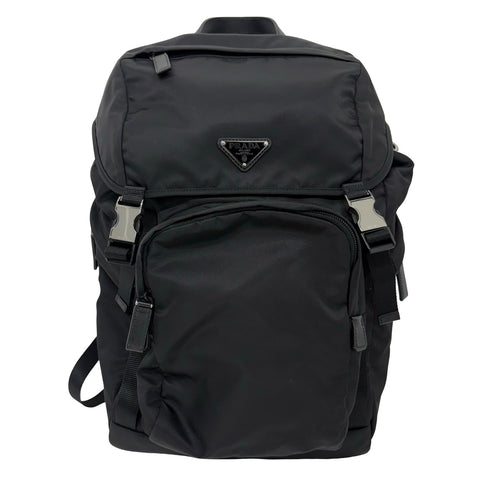 【美品】 PRADA プラダ BACKPACK トライアングルロゴ バックパック ICチップ ブラック ナイロン 美品 中古 USED バッグ