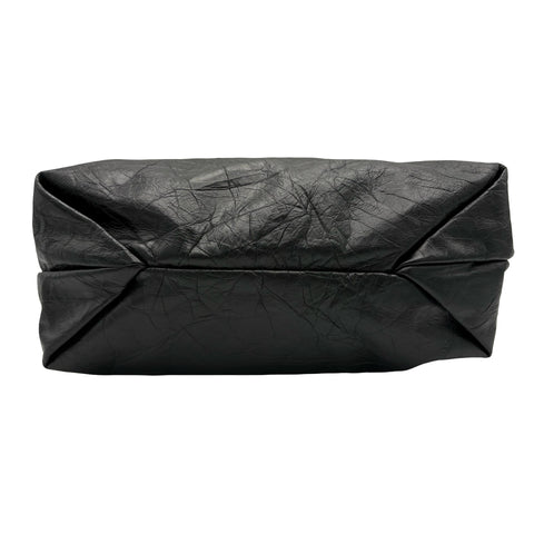 【美品】 BALENCIAGA バレンシアガ CRUSH SHOULDER BAG クラッシュショルダー ショルダーバッグ 742942-1000・O・528147 ブラック レザー 美品 中古 USED バッグ