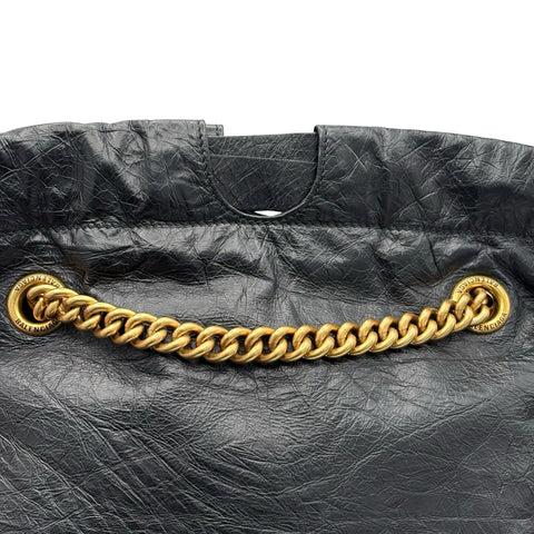 【美品】 BALENCIAGA バレンシアガ CRUSH SHOULDER BAG クラッシュショルダー ショルダーバッグ 742942-1000・O・528147 ブラック レザー 美品 中古 USED バッグ