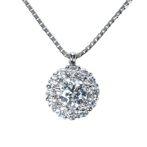 【中古】 PT850/PT900 DIAMOND NECKLACE ダイヤモンドペンダントネックレス 0.31ct Gカラー SI1クラス FAINT H＆C D0.20ct 3.3g 45cm