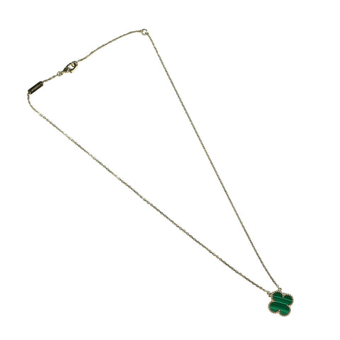 [Pre-owned] Van Cleef & Arpels 18K Yellow Gold VINTAGE ALHAMBRA NECKLACE Malachite 5.5g 42cm