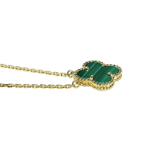 [Pre-owned] Van Cleef & Arpels 18K Yellow Gold VINTAGE ALHAMBRA NECKLACE Malachite 5.5g 42cm