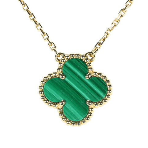 [Pre-owned] Van Cleef & Arpels 18K Yellow Gold VINTAGE ALHAMBRA NECKLACE Malachite 5.5g 42cm