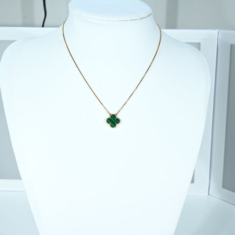 [Pre-owned] Van Cleef & Arpels 18K Yellow Gold VINTAGE ALHAMBRA NECKLACE Malachite 5.5g 42cm