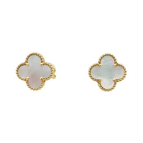 【中古】Van Cleef＆Arpels ヴァン クリーフ＆アーペル  K18YG VINTAGE ALHAMBRA EARRINGS ヴィンテージ アルハンブラ イヤリング 7.6g ピアス マザーオブパール