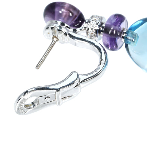 【中古】BVLGARI ブルガリ  K18WG BLUE TOPAZ・AMETHIYST EARRINGS ブルートパーズ/アメシストピアス 19.6g