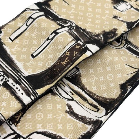 【中古】 LOUIS VUITTON ルイ・ヴィトン TWILLY ツイリー 小物 ベージュ/レッド シルク100% 中古