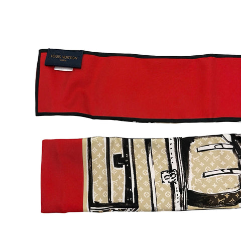 【中古】 LOUIS VUITTON ルイ・ヴィトン TWILLY ツイリー 小物 ベージュ/レッド シルク100% 中古