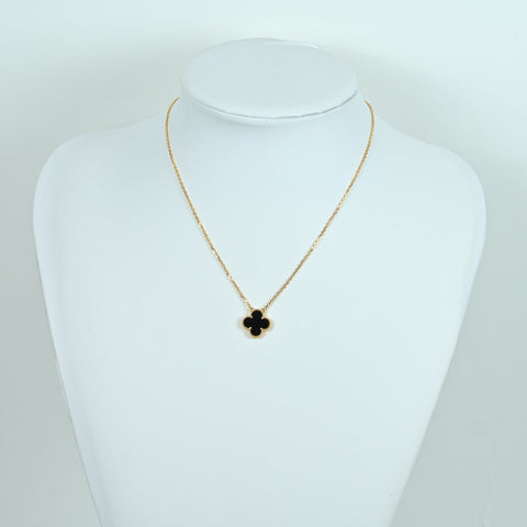 【中古】Van Cleef＆Arpels ヴァンクリーフ＆アーペル K18YG ONYX VINTAGE ALHAMBRA NECKLACE ヴィンテージアルハンブラペンダントネックレス 5.1g BOX 保証書　