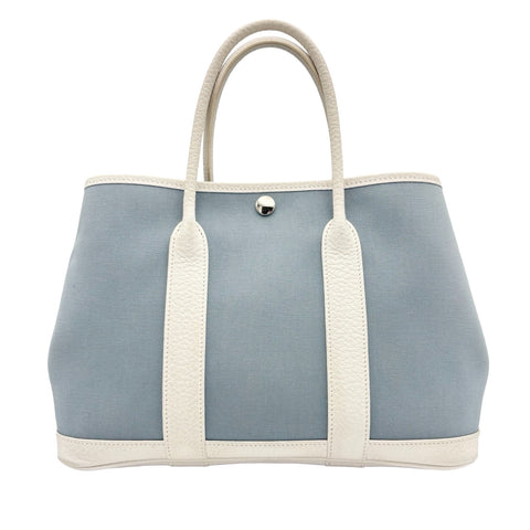 【中古】 Hermes エルメス GARDENPARTY TPM ガーデンパーティーTPM ハンドバッグ Ｘ刻印(2016年) ブルー トワルオフィシエ/レザー 中古 USED バッグ