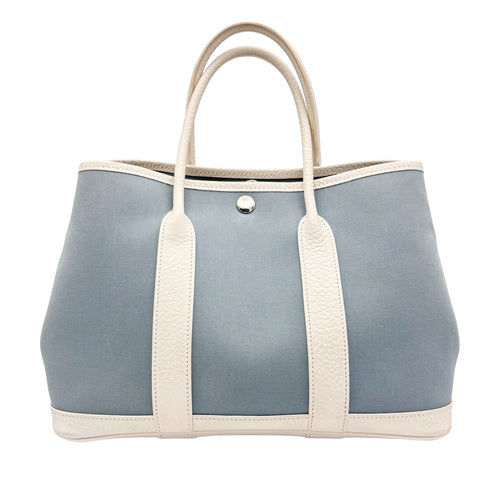 【中古】 Hermes エルメス GARDENPARTY TPM ガーデンパーティーTPM ハンドバッグ Ｘ刻印(2016年) ブルー トワルオフィシエ/レザー 中古 USED バッグ
