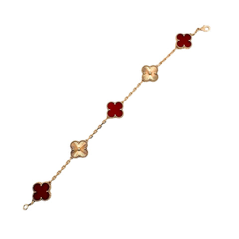 【新品未使用】Van Cleef＆Arpels bracelet ヴァン クリーフ＆アーペル K18PG VINTAGE ALHAMBRA BRACELET ヴィンテージ アルハンブラ ブレスレット、5モチーフ14.1ｇ