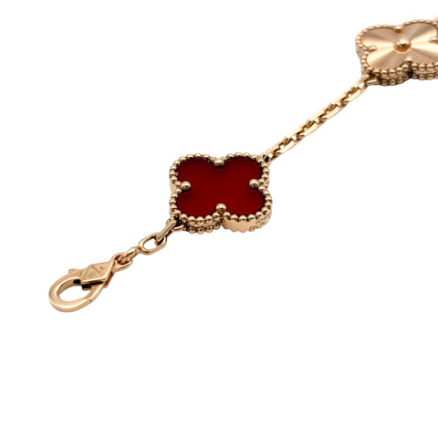【新品未使用】Van Cleef＆Arpels bracelet ヴァン クリーフ＆アーペル K18PG VINTAGE ALHAMBRA BRACELET ヴィンテージ アルハンブラ ブレスレット、5モチーフ14.1ｇ