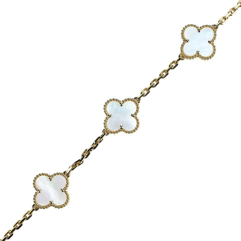 【中古】Van Cleef＆Arpels ヴァンクリーフ＆アーペル K18YG VINTAGE ALHAMBRA BRACELET マザーオブパール ヴィンテージアルハンブラブレスレット11.6g 19cm
