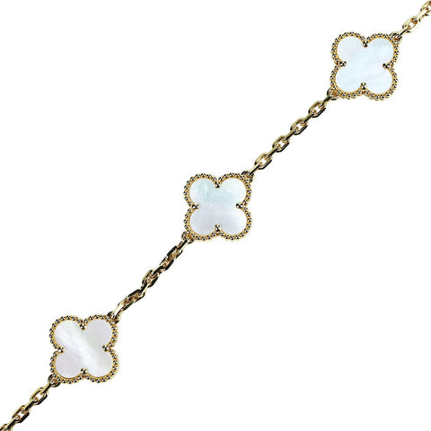 【中古】Van Cleef＆Arpels ヴァンクリーフ＆アーペル K18YG VINTAGE ALHAMBRA BRACELET マザーオブパール ヴィンテージアルハンブラブレスレット11.6g 19cm
