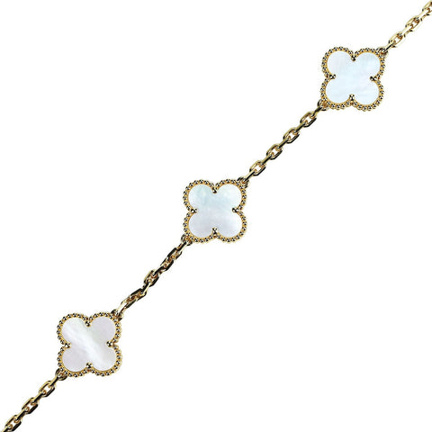 【中古】Van Cleef＆Arpels ヴァンクリーフ＆アーペル K18YG VINTAGE ALHAMBRA BRACELET マザーオブパール ヴィンテージアルハンブラブレスレット11.6g 19cm