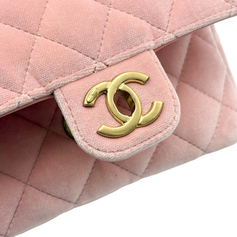 【中古】 CHANEL シャネル MINI MATELASSE ミニマトラッセ チェーンショルダーバッグ ICチップ(2021年~) ピンク ベルベット×レザー 中古 USED バッグ